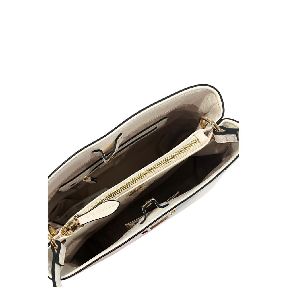 Shoulder Bag by Twinset for women in polyurethane gold & white showcases a statuesque silhouette, artfully detailed with a secure magnetic & button, organized built-in-compartments, and versatile shoulder-strap & adjustable-strap for a statuesque look.