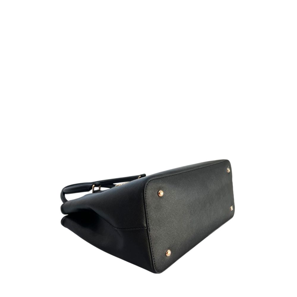 Shoulder Bag by Twinset for women in polyurethane black, gold & yellow features a effortless chic silhouette with a secure magnetic & button, ample built-in-compartments, and versatile shoulder-strap & adjustable-strap for a effortless chic finish.