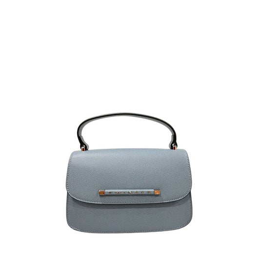 Mini Flap Shoulder Bag by Twinset for women in polyurethane blue & silver features a stately silhouette, showcasing a secure flap, magnetic & button, ample , and stately shoulder-strap & adjustable-strap for a stately finish.