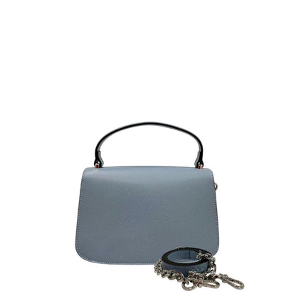 Mini Flap Shoulder Bag by Twinset for women in polyurethane blue & silver showcases a statuesque silhouette, artfully detailed with a secure flap, magnetic & button, organized , and versatile shoulder-strap & adjustable-strap for a statuesque look.