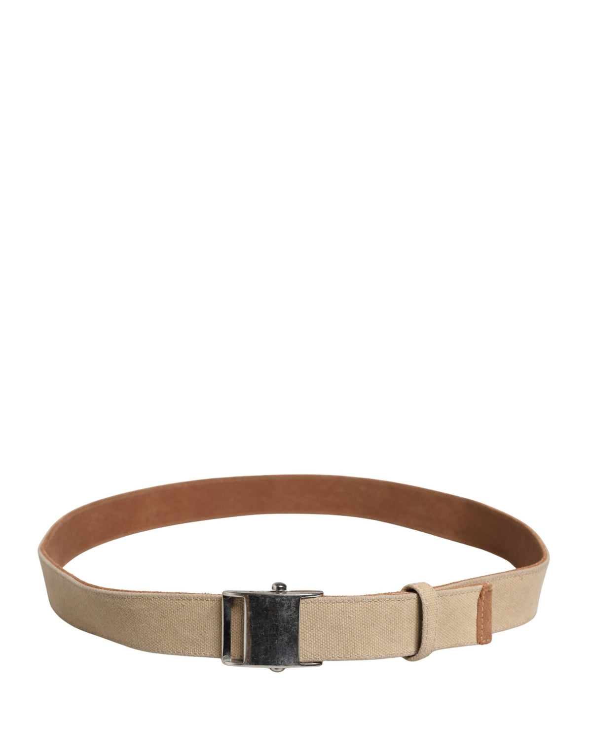 GF Ferre Canvas & Metal Belt - Beige Silver