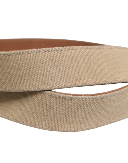 GF Ferre Canvas & Metal Belt - Beige Silver