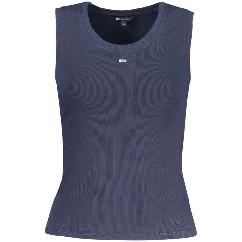 Tank Top by Tommy Hilfiger for women in stretch cotton blue showcases a sublime silhouette, with sleeveless and wide-neck neckline details for a sublime finish.