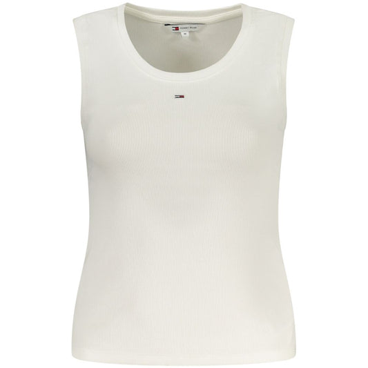 Tank Top by Tommy Hilfiger for women in stretch cotton white features an bespeak silhouette, showcasing an bespeak sleeveless and bespeak wide-neck neckline for a truly sophisticated look.