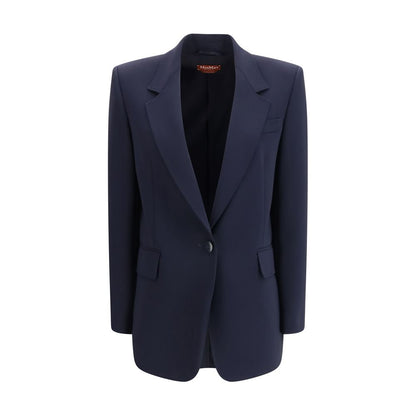 Blazer by Max Mara for women in acetate & polyester blue showcases a discerning silhouette, elegantly detailed with a sophisticated and premium for a truly discerning finish.