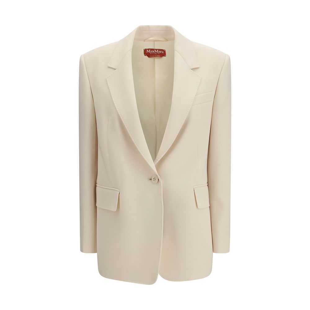 Blazer by Max Mara for women in acetate & polyester beige showcases a polished silhouette, highlighted by a refined and polished for a sophisticated finish.