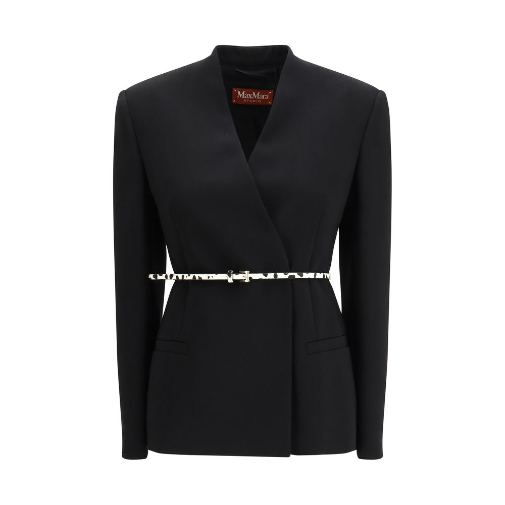 Overcoat by Max Mara for women in polyester suede leather black features a cosy chic silhouette, artfully detailed with a sophisticated and premium pockets for a cosy chic finish.