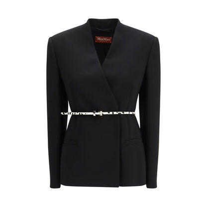 Overcoat by Max Mara for women in polyester suede leather black features a cosy chic silhouette, artfully detailed with a sophisticated and premium pockets for a cosy chic finish.