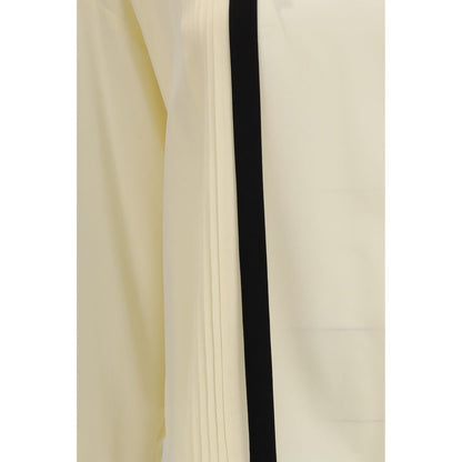 Blouse by Max Mara for women in silk beige & ivory showcases a sleek silhouette, elegantly detailed with a sleek and for a sleek finish.