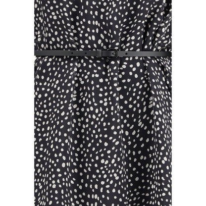 Dress by Max Mara for women in acetate nylon leather & silk black, patterned & print features a dramatic silhouette, showcasing an elegant and that flows into a dramatic midi.