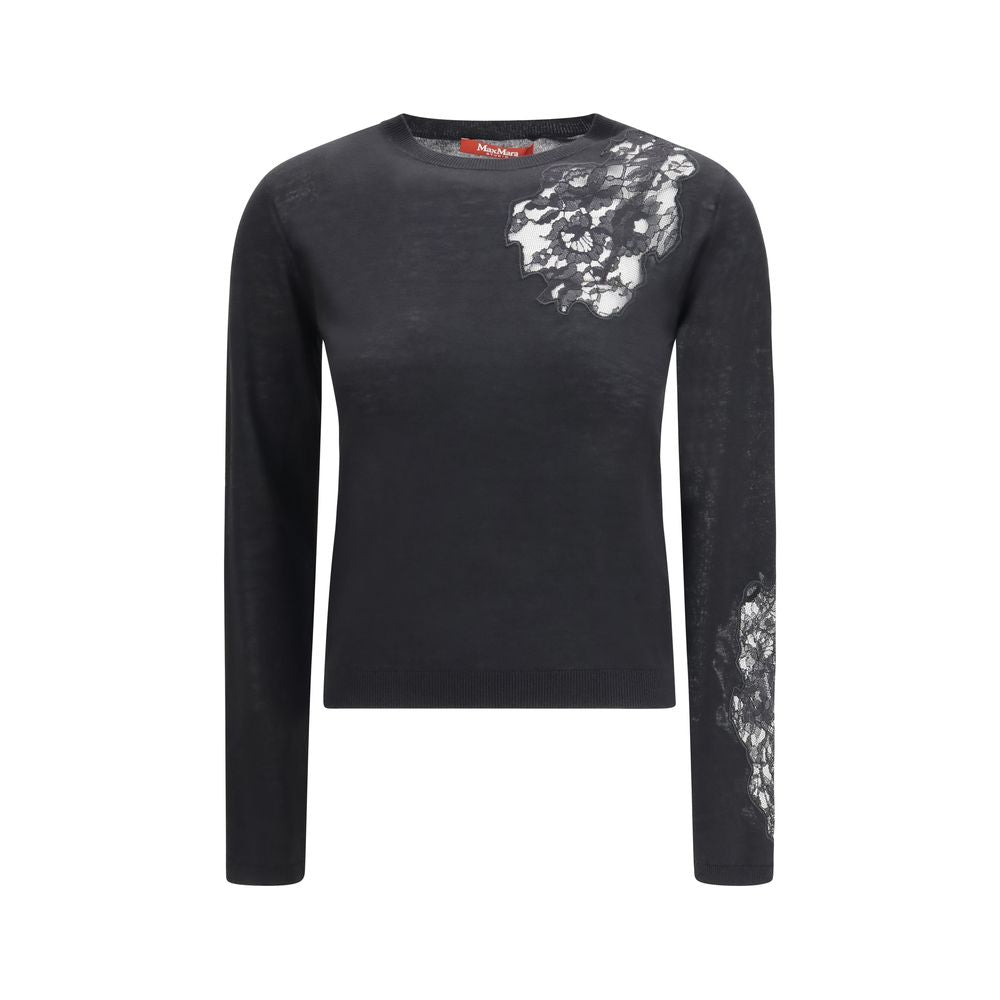 Sweatshirt by Max Mara for women in wool & silk black features an exquisite silhouette, showcasing and crew neckline details for a exquisite look.
