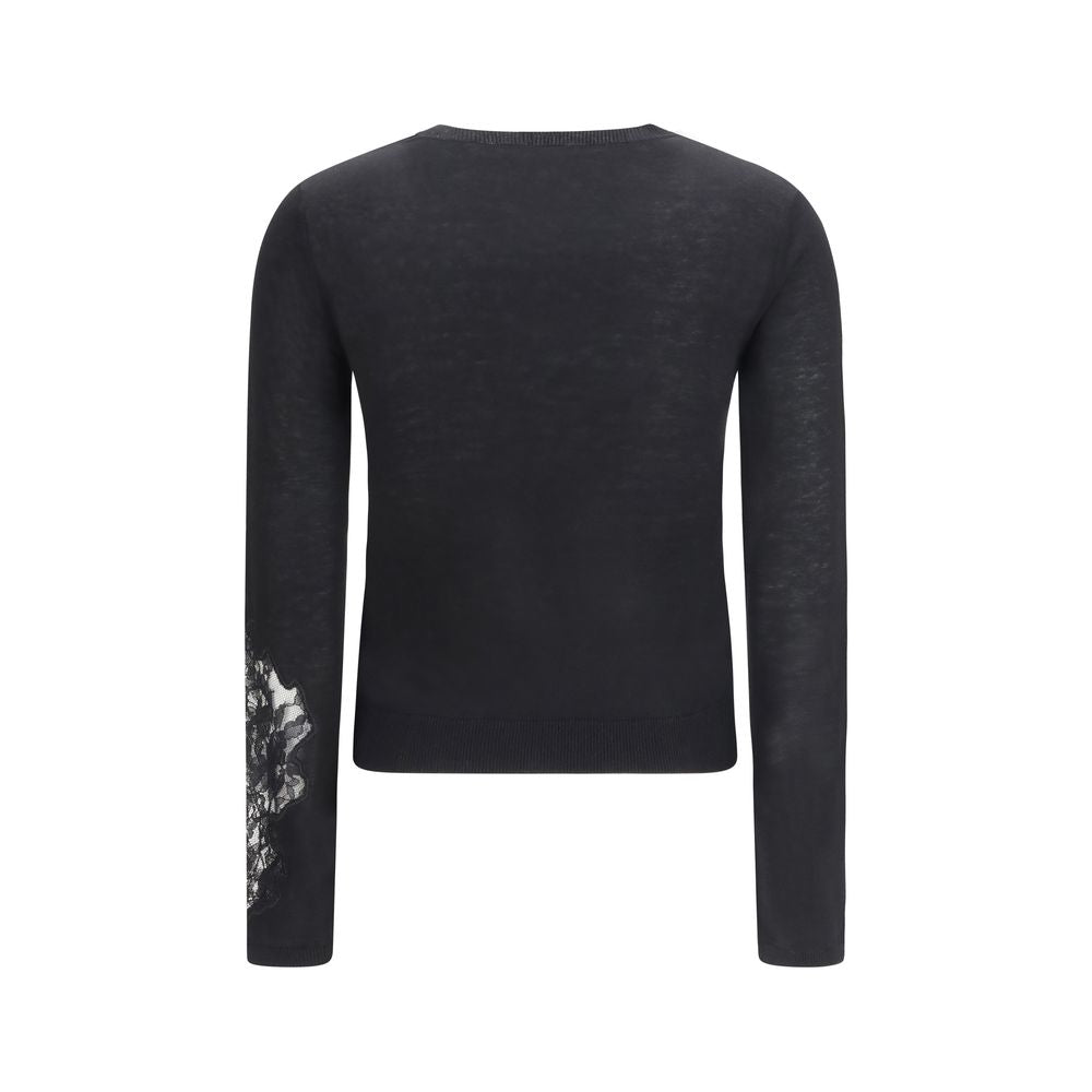 Sweatshirt by Max Mara for women in wool & silk black features an enviable silhouette, showcasing a premium and refined crew neckline for a truly enviable finish.