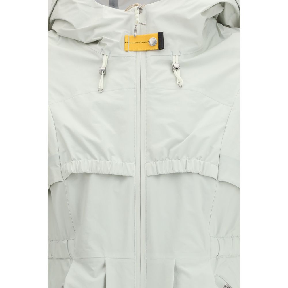 Hooded Windbreaker Jacket by Parajumpers for women in polyamide & polyester white showcases a urban chic silhouette, detailed with a urban chic and functional water-resistant, hooded & windproof for a polished finish.
