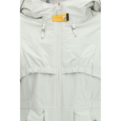 Hooded Windbreaker Jacket by Parajumpers for women in polyamide & polyester white showcases a urban chic silhouette, detailed with a urban chic and functional water-resistant, hooded & windproof for a polished finish.