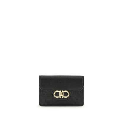 Cardholder Wallet by Ferragamo for women in bos taurus calfskin leather black features a sleek silhouette, showcasing the sleek Gancini Bos Taurus Calfskin Leather Cardholder Wallet design with sophisticated card-organization for a premium look.