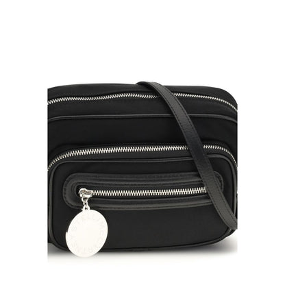 Shoulder Backpack by Stella McCartney for women in polyamide faux leather black & silver features a utilitarian chic Dartmoor Polyamide Faux Leather Shoulder Backpack design with a secure zipper, ample external-pockets, and versatile shoulder-strap, handle, backpack-strap & adjustable-strap for a utilitarian chic finish.