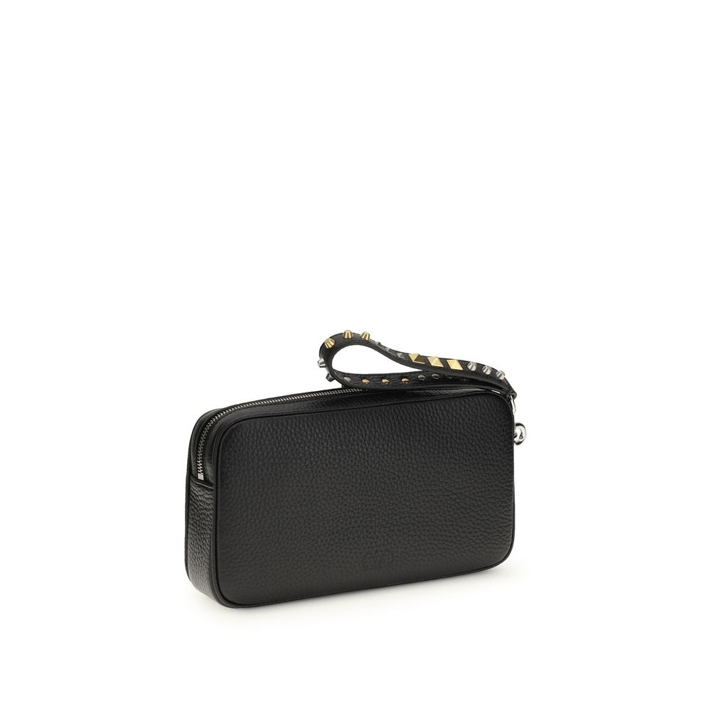 Clutch Handbag by Valentino Garavani for men in bos taurus calf leather black & signature features a sculptural silhouette with a secure zipper, ample built-in-compartments & cardholder, and versatile handle for a sculptural finish.