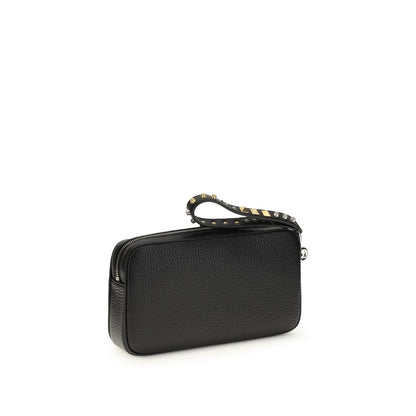 Clutch Handbag by Valentino Garavani for men in bos taurus calf leather black & signature features a sculptural silhouette with a secure zipper, ample built-in-compartments & cardholder, and versatile handle for a sculptural finish.