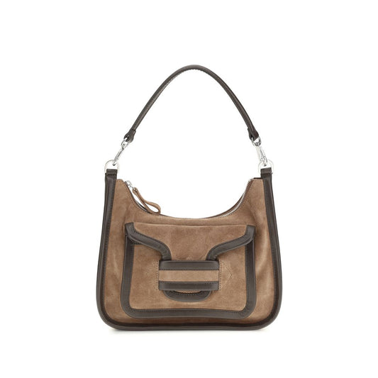 Shoulder Flap Bag by Pierre Hardy for women in bos taurus calfskin leather brown features a effortless chic silhouette with a secure flap, magnetic & button, ample external-pockets, and versatile shoulder-strap, handle & adjustable-strap for a effortless chic finish.