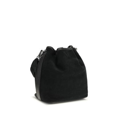 Bucket Handbag by Pierre Hardy for women in bos taurus suede calfskin leather black features an effortlessly chic silhouette, showcasing a secure flap & drawstring, effortlessly chic , and versatile shoulder-strap & adjustable-strap.