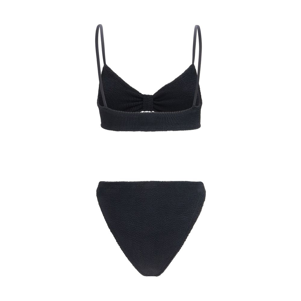Bikini by Hunza G for women in stretch polyamide black features an dramatic silhouette, artfully capturing the essence of the dramatic Women's Stretch Polyamide Bikini design with a sophisticated dramatic cut.