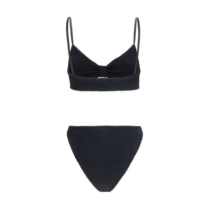 Bikini by Hunza G for women in stretch polyamide black features an dramatic silhouette, artfully capturing the essence of the dramatic Women's Stretch Polyamide Bikini design with a sophisticated dramatic cut.