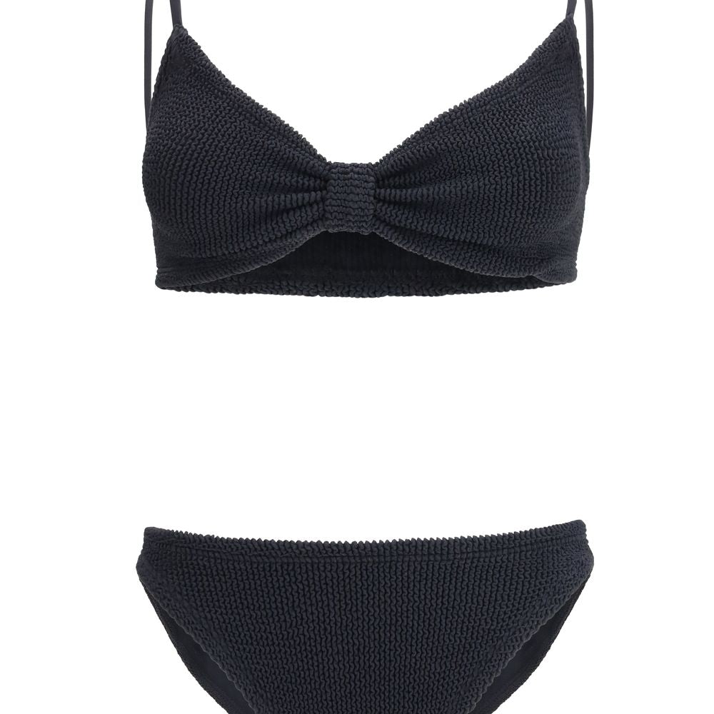 This Bikini by Hunza G for women in stretch polyamide black features a beach chic silhouette from the Women's Stretch Polyamide Bikini collection, showcasing a beach chic cut for a refined poolside look.
