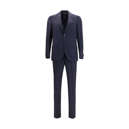Pant Suit by Lardini for men in virgin wool blue showcases an bespeak silhouette, artfully detailed with a sophisticated lapel neckline and an bespeak straight-leg & regular-fit for a refined finish.
