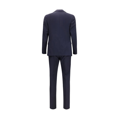 Pant Suit by Lardini for men in virgin wool blue presents a nuanced silhouette, showcasing a nuanced lapel neckline and nuanced straight-leg & regular-fit for an elevated aesthetic.