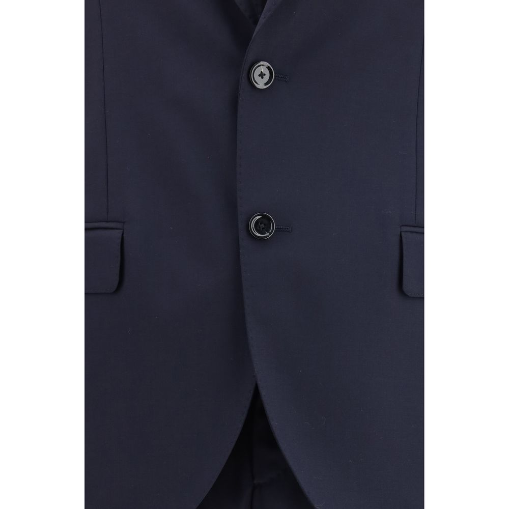 Pant Suit by Lardini for men in virgin wool blue presents a sharp silhouette, artfully finished with a sharp lapel neckline and a sophisticated straight-leg & regular-fit for a truly sharp look.
