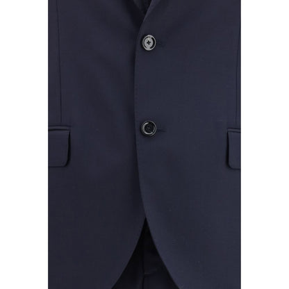 Pant Suit by Lardini for men in virgin wool blue presents a sharp silhouette, artfully finished with a sharp lapel neckline and a sophisticated straight-leg & regular-fit for a truly sharp look.