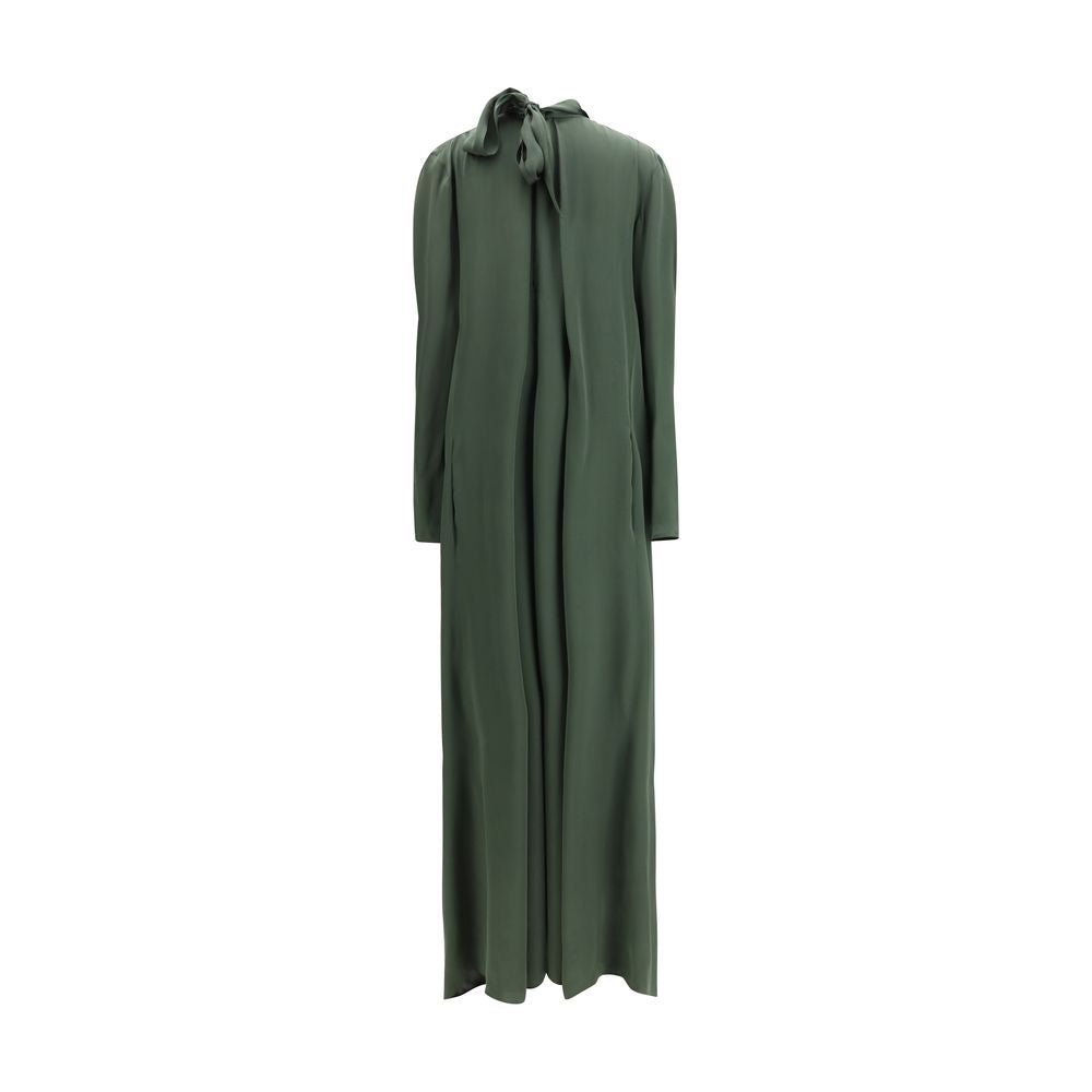 Dress by Petar Petrov for women in silk satin bicolour & green features an magnificent silhouette, artfully detailed with a magnificent mandarin neckline and that flows into an magnificent long.