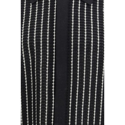 Cardigan by Jil Sander for men in cotton black & striped presents a textural silhouette, artfully finished with a textural and for a sophisticated, textural look.