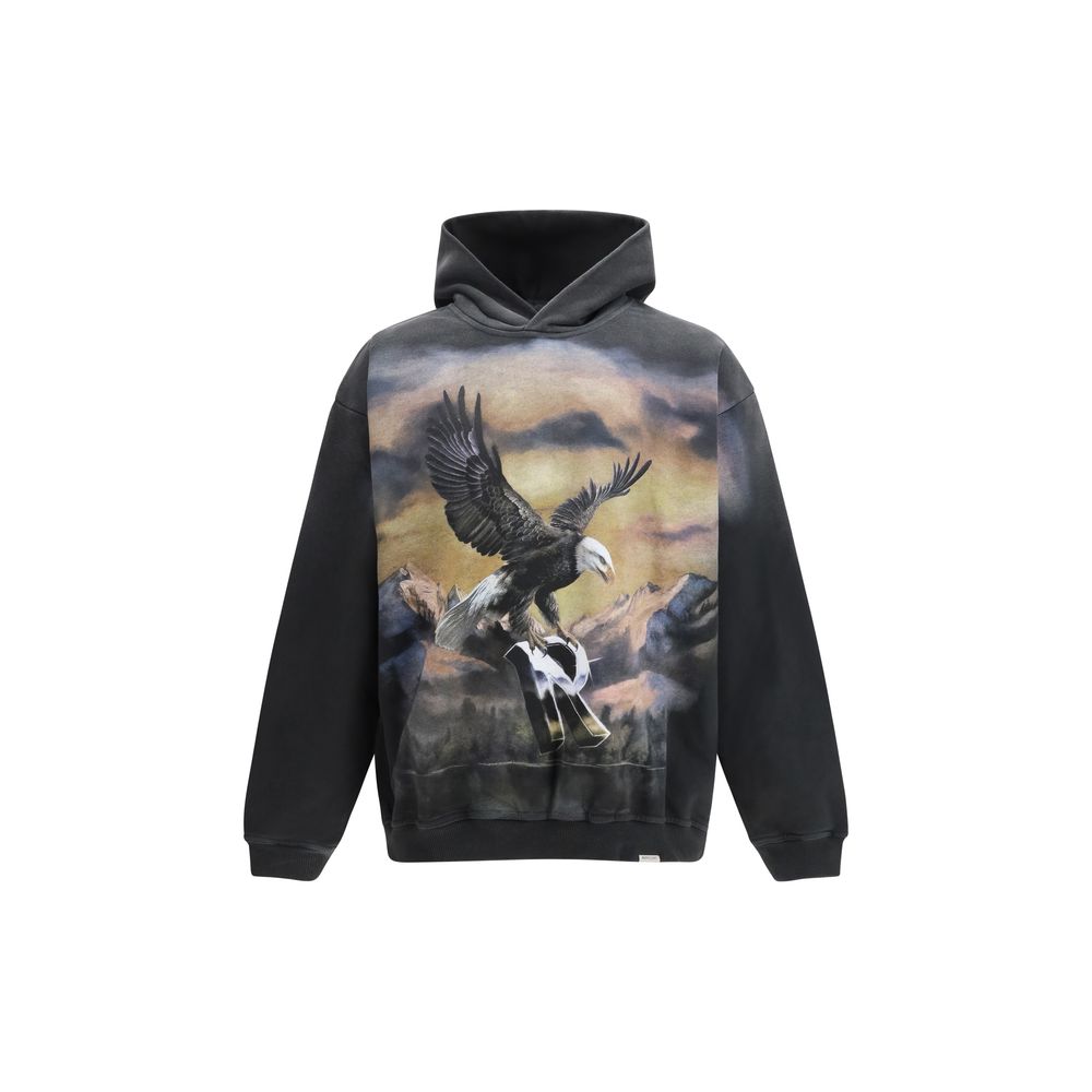 Sweatshirt Hoodie by Represent for men in cotton gray & print features a edgy silhouette, detailed with a edgy hooded neckline and long-sleeve for a refined finish.