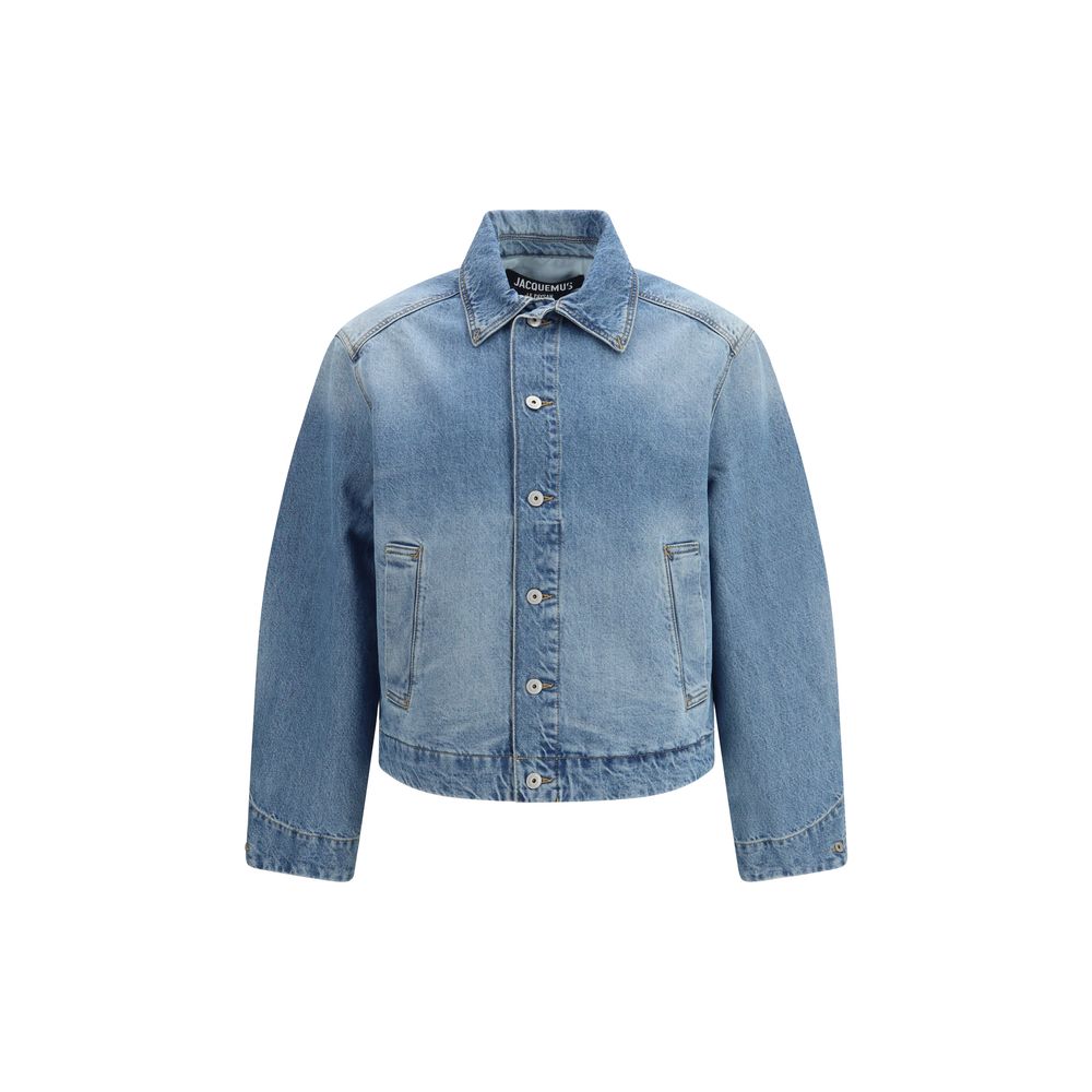 Trucker Jacket by Jacquemus for men in denim cotton & polyamide blue features a city-ready silhouette, detailed with pockets and a city-ready .