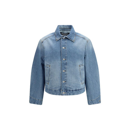 Trucker Jacket by Jacquemus for men in denim cotton & polyamide blue features a city-ready silhouette, detailed with pockets and a city-ready .