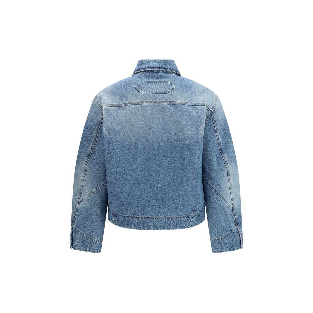Trucker Jacket by Jacquemus for men in denim cotton & polyamide blue features an on trend silhouette, showcasing refined pockets and a sophisticated for a truly on trend finish.