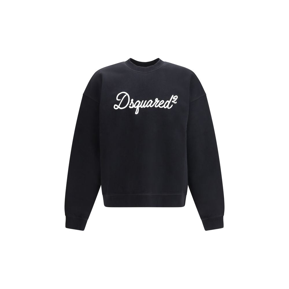 Sweatshirt by Dsquared² for men in cotton black & signature features a unrivaled silhouette with a refined crew neckline and unrivaled detailing for a sophisticated look.
