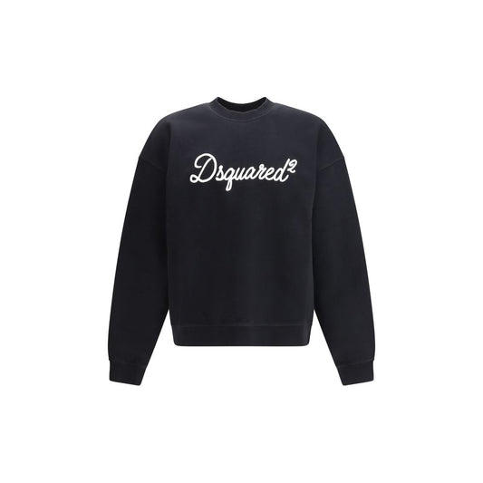 Sweatshirt by Dsquared² for men in cotton black & signature features a unrivaled silhouette with a refined crew neckline and unrivaled detailing for a sophisticated look.