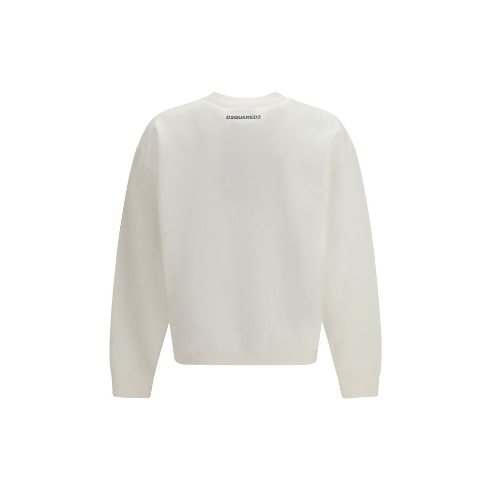 Sweatshirt by Dsquared² for men in cotton white & print presents a smart casual silhouette, featuring a smart casual crew neckline and for a sophisticated look.
