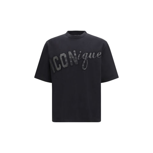 T-Shirt by Dsquared² for men in cotton black & print showcases a fashionable silhouette, elegantly detailed with a fashionable and crew neckline for a sophisticated, high-fashion look.