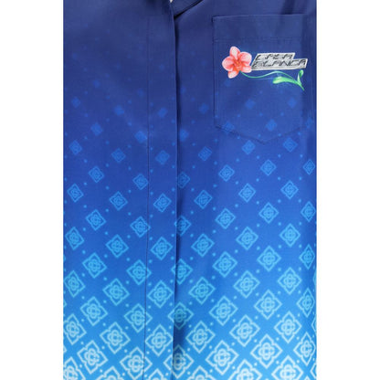 Polo Shirt by Casablanca for women in silk gradient & blue presents a crisp silhouette, artfully detailed with a crisp and crisp .
