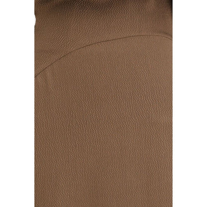 Dress by Petar Petrov for women in silk brown features a dramatic silhouette, showcasing an elegant and that flows into a dramatic long.