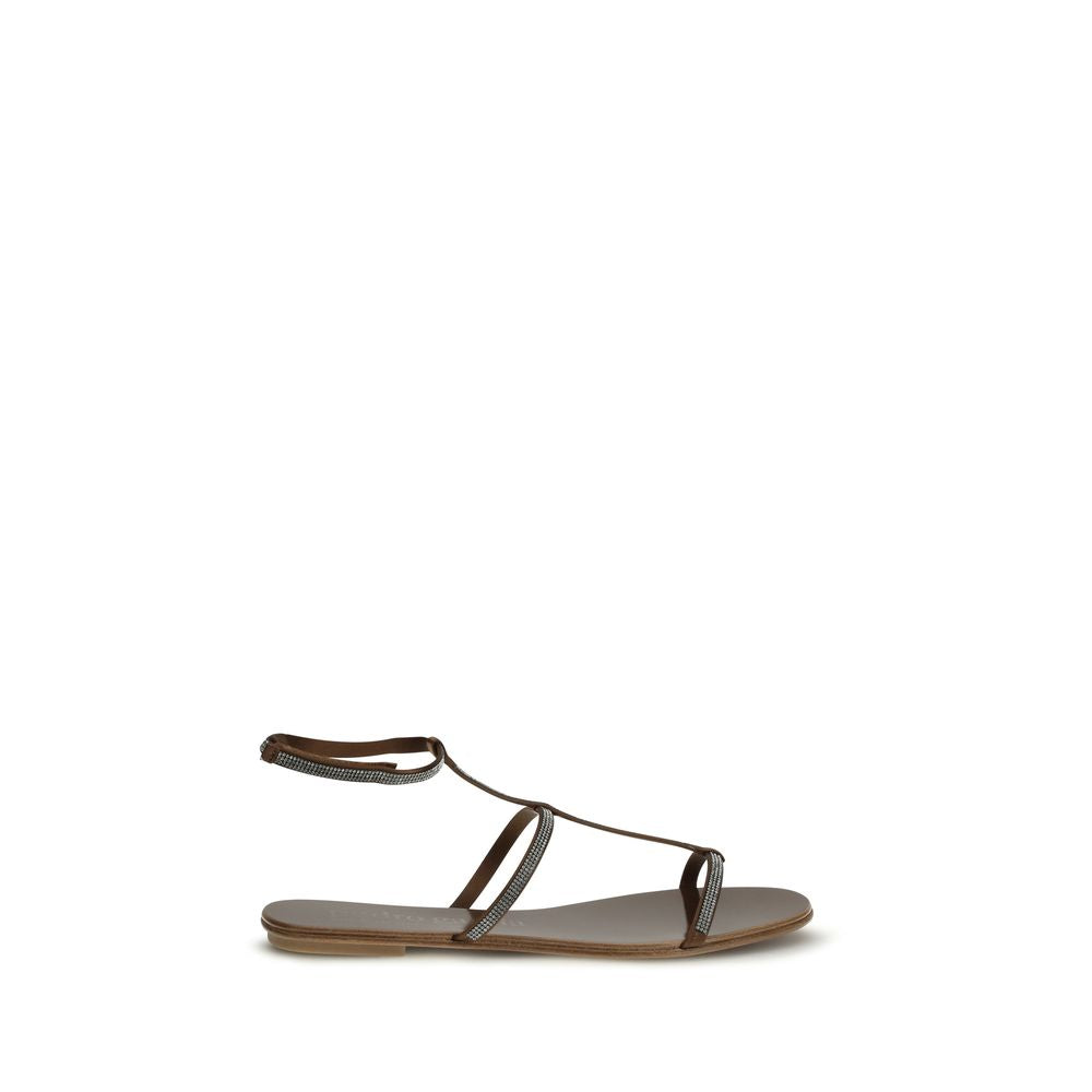 Cage Sandals by Pedro García for women in bos taurus calf leather & rhinestone and brown presents a captivating silhouette, showcasing the signature style of the Women's Bos Taurus Calf Leather & Rhinestone Cage Sandals with a captivating and captivating .