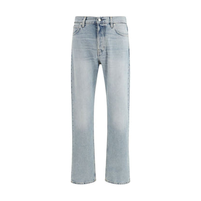 Jeans by Haikure for men in cotton denim blue, patterned, signature & print features an refined tailoring silhouette, showcasing a premium straight-leg & regular-fit with a and long cut for a refined tailoring look.