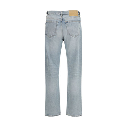 Jeans by Haikure for men in cotton denim blue, patterned, signature & print features a refined silhouette with a refined straight-leg & regular-fit, defined by a and a refined long for a refined finish.