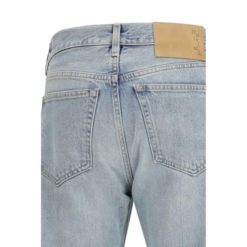 Jeans by Haikure for men in cotton denim blue, patterned, signature & print features a polished silhouette with a polished straight-leg & regular-fit, reaching a polished long and finished with a polished .