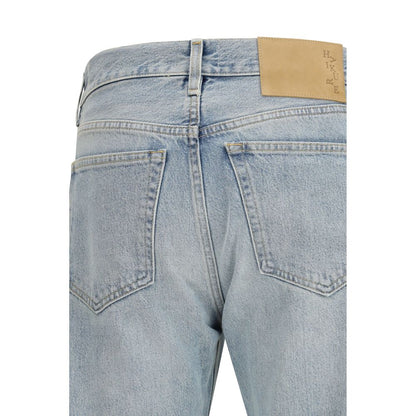 Jeans by Haikure for men in cotton denim blue, patterned, signature & print features a polished silhouette with a polished straight-leg & regular-fit, reaching a polished long and finished with a polished .