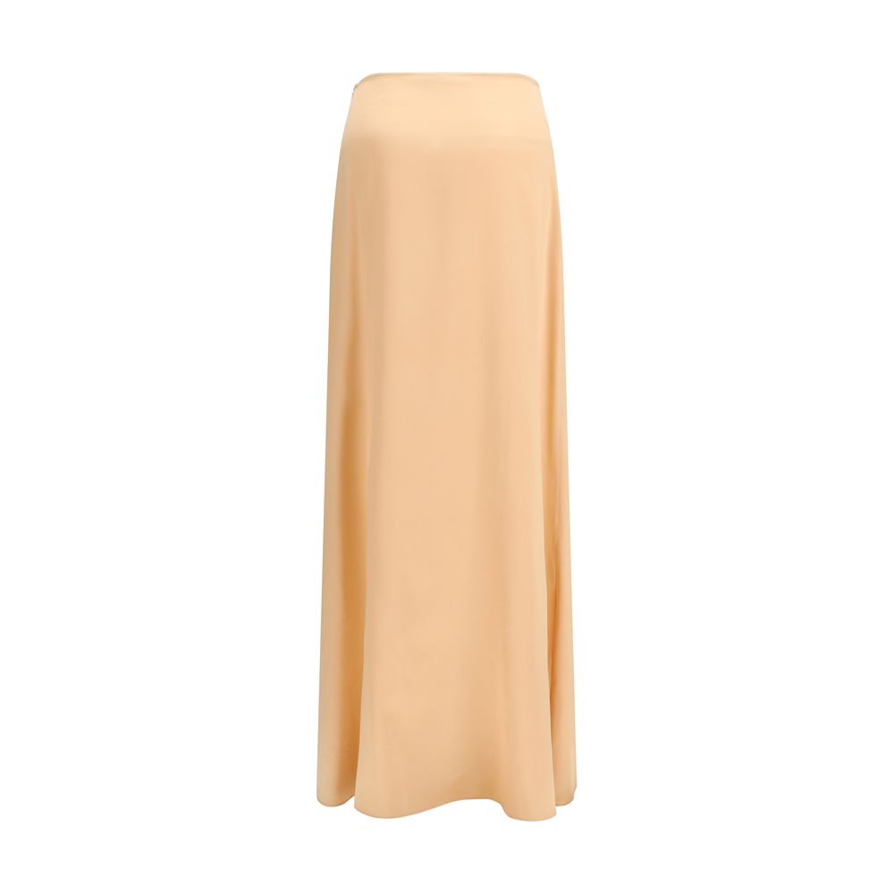 Skirt by Kristina Ti for women in silk orange features an tailored silhouette, artfully capturing the essence of Women's Silk Long Skirt in a sophisticated long.