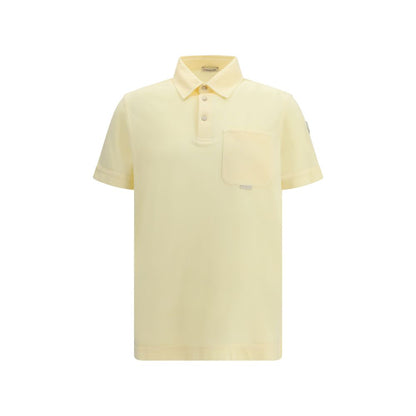Polo Shirt by Moncler for men in leather & cotton bicolour showcases a sharp silhouette, detailed with a refined and sharp short-sleeve for a sophisticated finish.